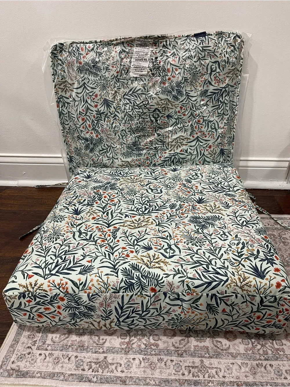Ardene Botanical Foldable Floor Chair Cushion - White Green Orange
